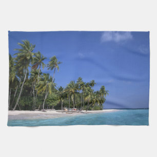 Linge De Cuisine Plage avec palmiers, Maldives