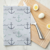 Linge De Cuisine Plage Bleu Océan Ancres marines nautiques (Quart Plié)