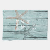 Linge De Cuisine Plage Blue Faux Wood Starfish (Horizontal)