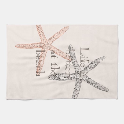 Linge De Cuisine Plage Blue Starfish (Horizontal)