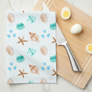 Linge De Cuisine Plage Coquillages Océan Tropical