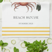 Linge De Cuisine Plage côtière Maison Crabe Nom personnalisé (Plié)