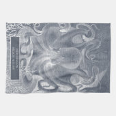 Linge De Cuisine Plage côtière nautique Maison Bleu Blanc Octopus (Horizontal)