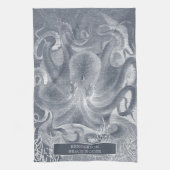 Linge De Cuisine Plage côtière nautique Maison Bleu Blanc Octopus (Vertical)