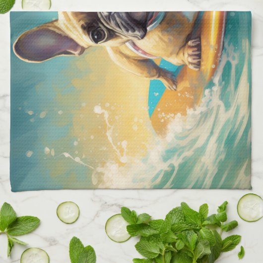 Linge De Cuisine Plage de Bulldog (Plié)