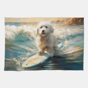 Linge De Cuisine Plage de Coton De Tulear Peinture de surf