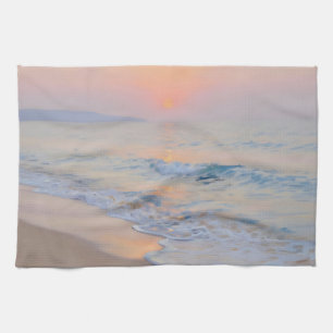 Linge De Cuisine Plage de coucher de soleil serein lueur de l'océan