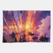 Linge De Cuisine Plage de coucher de soleil tropicale customisée -  (Horizontal)