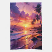 Linge De Cuisine Plage de coucher de soleil tropicale customisée -  (Vertical)