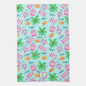 Linge De Cuisine Plage de Preppy Monogramme bleu (Vertical)