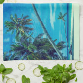 Linge De Cuisine Plage de sable blanc avec palmiers tropicaux (Plié)