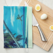 Linge De Cuisine Plage de sable blanc avec palmiers tropicaux (Quart Plié)