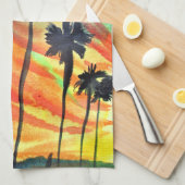 Linge De Cuisine Plage de Sunset Palm Tree art surf (Quart Plié)