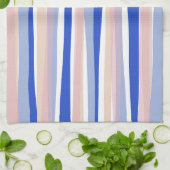 Linge De Cuisine Plage d'été bleu rose beige rayures (Plié)