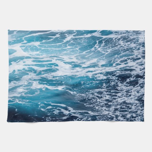 Linge De Cuisine Plage d'été Waves Blue Ocean (Horizontal)