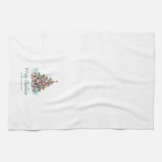 Linge De Cuisine Plage Joyeux sapin de Noël (Horizontal)