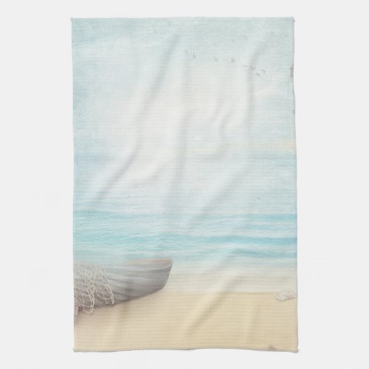 Linge De Cuisine Plage nautique avec Rowboat & Fishing Net (Vertical)