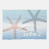 Linge De Cuisine Plage Orange Blue Starfish Relax (Horizontal)