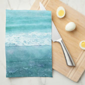 Linge De Cuisine Plage Retro - Océan côtier Couleur d'eau bleue Tur (Quart Plié)