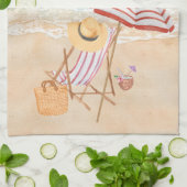 Linge De Cuisine Plage tropicale aquarelle (Plié)