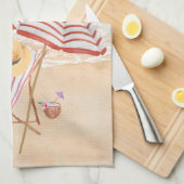 Linge De Cuisine Plage tropicale aquarelle (Quart Plié)