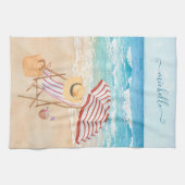 Linge De Cuisine Plage tropicale aquarelle (Horizontal)