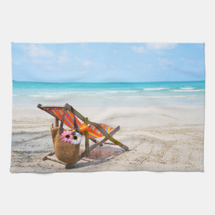 Linge De Cuisine Plages tropicales   Chaise de plage sur sable