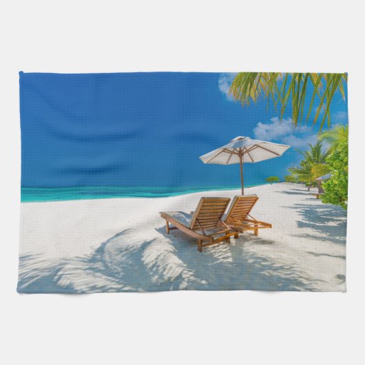 Linge De Cuisine Plages tropicales | Plage de chaises longues Bora  (Horizontal)