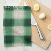 Linge De Cuisine Plaid à la crème verte (Quart Plié)