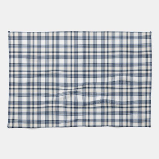 Linge De Cuisine Plaid blanc bleu 1 (Horizontal)