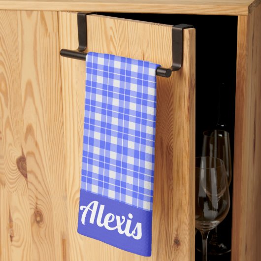 Linge De Cuisine Plaid bleu et blanc (Pliage en tiers)