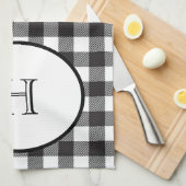 Linge De Cuisine Plaid Buffalo Noir et Blanc Monogrammé (Quart Plié)