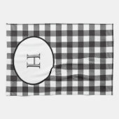 Linge De Cuisine Plaid Buffalo Noir et Blanc Monogrammé (Horizontal)