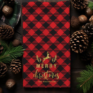 Linge De Cuisine Plaid de Buffalo Joyeux Noël Monogramme Noël