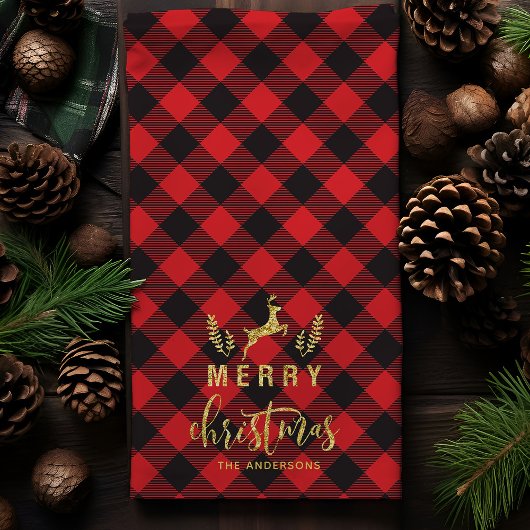 Linge De Cuisine Plaid de Buffalo Joyeux Noël Monogramme Noël
