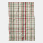 Linge De Cuisine Plaid de Noël Monogram - vert rustique rouge ivoir (Vertical)