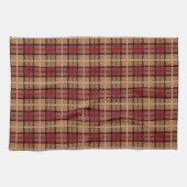 Linge De Cuisine Plaid de pixel en rouge et or (Horizontal)