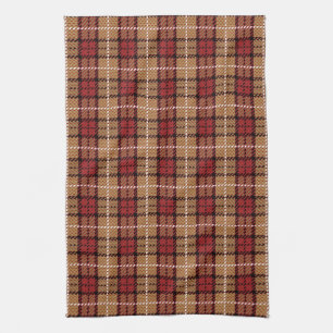 Linge De Cuisine Plaid de pixel en rouge et or