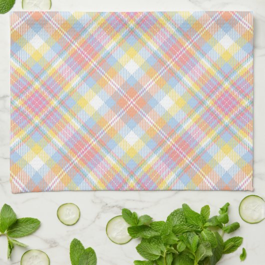 Linge De Cuisine Plaid en pastel de rayure (Plié)