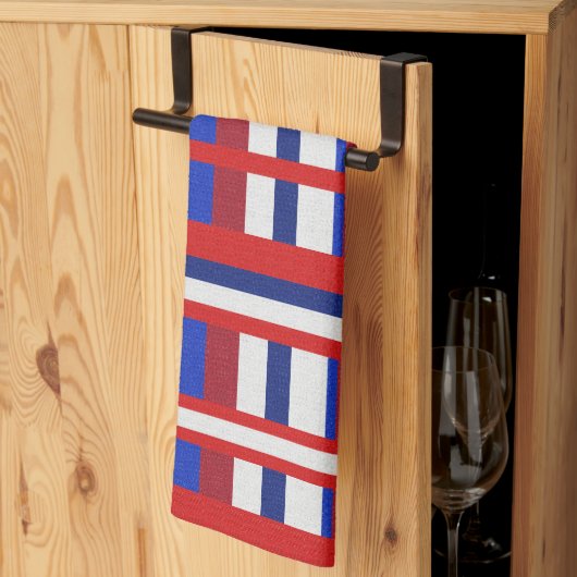 Linge De Cuisine Plaid en rouge, blanc et bleu (Pliage en tiers)