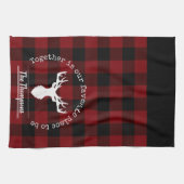 Linge De Cuisine Plaid familial personnalisé rouge et noir de buffl (Horizontal)