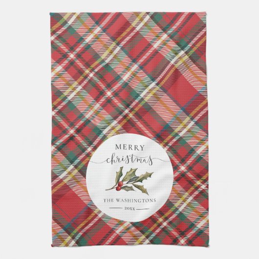 Linge De Cuisine Plaid Farmhouse Red Check Russe Joyeux Noël (Vertical)
