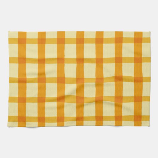Linge De Cuisine Plaid jaune et orange (Horizontal)