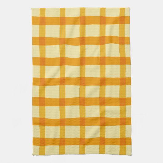 Linge De Cuisine Plaid jaune et orange (Vertical)