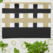 Linge De Cuisine Plaid noir et or (Plié)