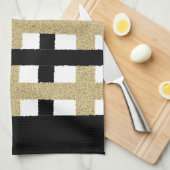 Linge De Cuisine Plaid noir et or (Quart Plié)
