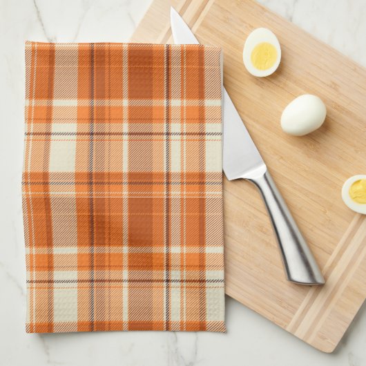 Linge De Cuisine Plaid orange (Quart Plié)