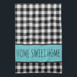 Linge De Cuisine Plaid personnalisé de la ferme Black Buffalo<br><div class="desc">Maison de ferme personnalisée Toile de cuisine en plaid à Buffalo noirAvec une touche turquoise,  changez la formulation de votre choix, </div>