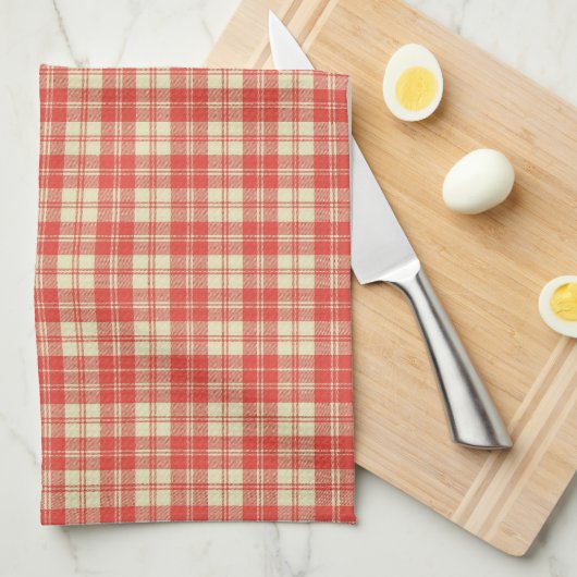 Linge De Cuisine Plaid rouge et blanc (Quart Plié)