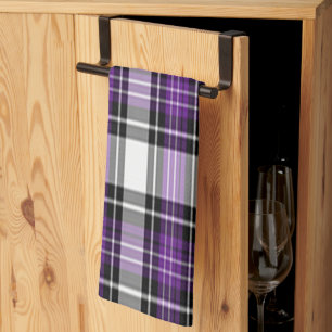 Linge De Cuisine Plaid Violet Et Noir